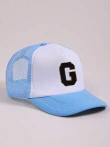 1pc Kids' 26 Letter Mesh Baseball Cap, Unisex Blue Sun Hat, Suitable For Outdoor Activities And Daily Wear, UV Protection - Multicolor - View 17