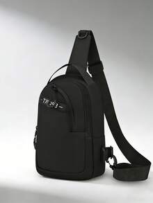 1个男士休闲PU防水斜挎包，轻便单肩包，带USB充电口、可调节肩带，多功能户外包，桃树图案，简约大方，是送给男士、学生、男友、商务人士和运动人士的理想礼物。 - 彩色 - 查看 2