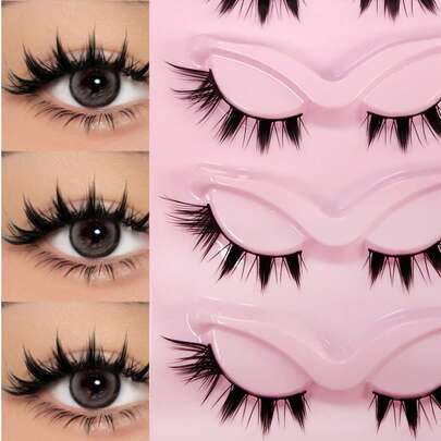 5 pares de pestañas de manga con púas, pestañas gruesas de cosplay de estilo anime, pestañas postizas de visón falso de aspecto natural y vaporoso, pestañas postizas completas de muñeca