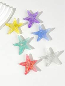 6pcs/Set Starry Ocean Style Hair Clips For Girls, Cute Glitter Colorful Side Clips, Versatile Bangs Hair Accessories For Students In Summer - Multicolor - View 6