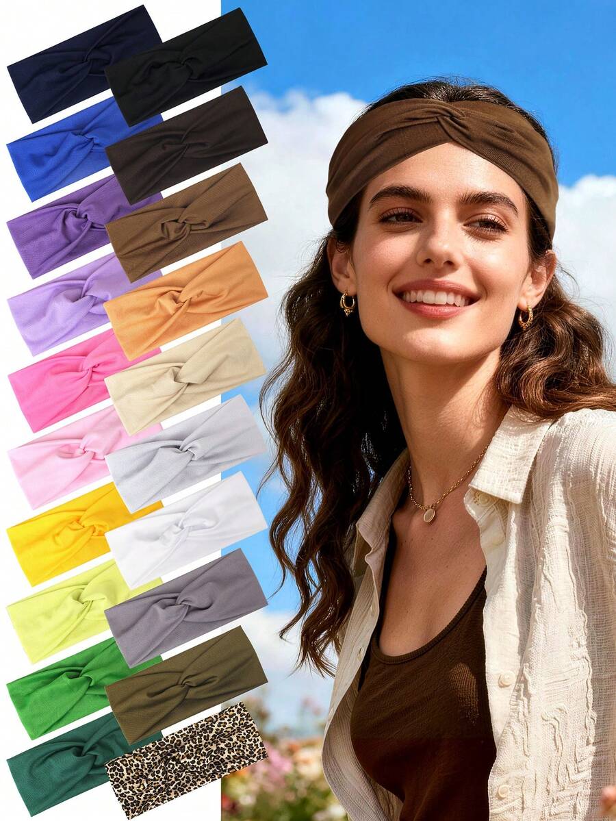4pcs/7pcs Women's Multicolor Elastic Criss-Cross Headbands, Sports Fashion Casual Versatile Minimalist Hair Accessories,Festival,Party - Multicolor - View 1