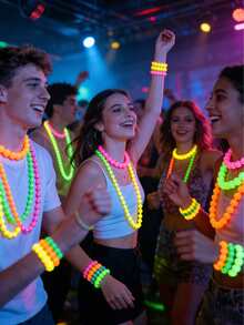 8pcs Glow In The Dark Necklace And Bracelet Set, Colorful Luminous Necklaces And Bracelets For Rave, 80s Party, Carnival, Concerts, Night Events - Various - View 8