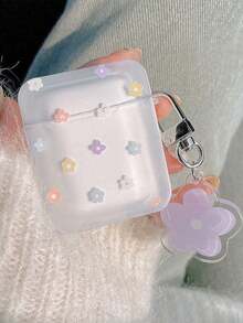 1个紫色花朵可爱蓝牙耳机保护套，兼容苹果1/2/3/4和Pro 2 - 彩色 - 查看 2