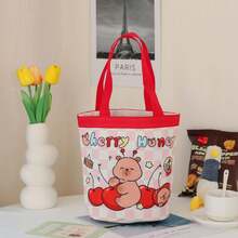 1pc Cute Cartoon Color-Blocking Handbag, Adorable Large Capacity Commuter Tote Bag, Soft And Healing Style! Foldable Portable Shopping Bag, Versatile Cute And Durable Tote Bag - Multiple Styles - View 37