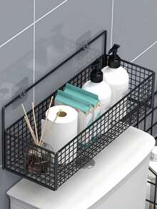 1/2pcs Bathroom Wall Mounted Shelf Organizer, Steel Wire Storage Rack For Bathroom, Kitchen And Dorm, Rust-Proof Metal Shower Caddy Basket For Storing Toiletries, Shampoo, Conditioner, Cosmetics, Etc. - Grid - View 8