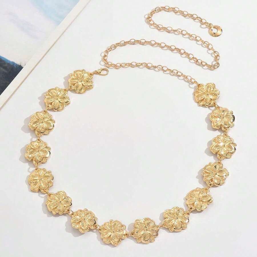 1条女士水钻腰链 - 金色 - 查看 1