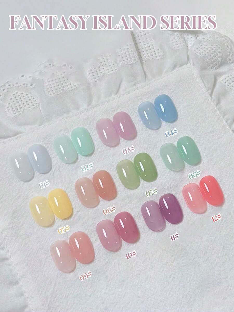 Miss Leia 1-12 15ml Spring/Summer Nails Jelly Dopamine Dream Island Gel Nail Polish, Whitening And Versatile Macaron Nail Polish, Colors Gel Clear Coat, Beginner Nail Art, UV LED Curing, Soakable Semi-Permanent, Suitable For Beauty Salon Nail Salon Sets, DIY, Home, Holiday Gifts For Women, Nail Art Supplies