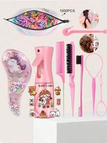 OBOVAY 1/3/6/10pcs Set Mini Cartoon Unicorn Comb & Continuous Mist Spray Bottle Set, Mist Spray Bottle With Continuous Fine Mist Function Styling Comb Set, Suitable For Adults And Girls, Volume Booster, Tail Comb, Side Comb, For Hairstyling, Salon, Barber Shop, Comb, Styling Comb, Mini Comb Set, Mother's Day Gift Set Hair Products - Multicolor - View 5