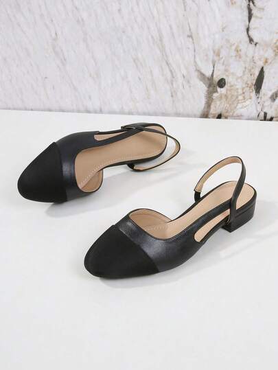 Plus Size Women's Backstrap Sandals, Square Toe Flat Leather Shoes, 2026 New Versatile French Elegant Low Heel Mixed Color Mid Heel Classic Retro Casual Shoes
