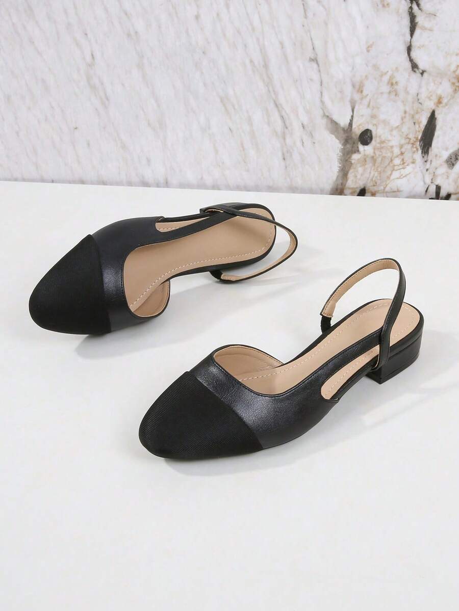 Plus Size Women's Backstrap Sandals, Square Toe Flat Leather Shoes, 2026 New Versatile French Elegant Low Heel Mixed Color Mid Heel Classic Retro Casual Shoes