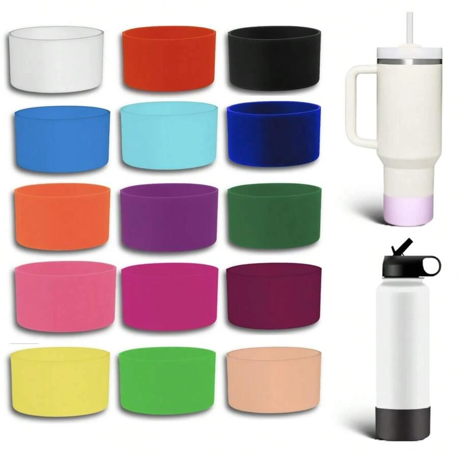 Silicone Bottle Protector Cover For Cups And Bottles. Ideal Protection For The Base. Durable, Impact-Resistant, And Non-Slip. - Xanh đậm - Xem 1