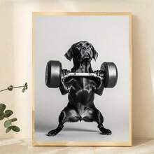 1pc Funny Dog With Barbell Gym Poster - Weightlifting Pup Workout Art, Humorous Fitness Motivation For Gym & Office - Sizes Suitable For Fitness Lovers, Dog Owners, Gym Wall Decorations,Living Room Decor - A - View 3
