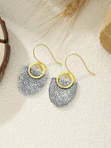 1 Pair Vintage Bohemian Style Textured Fan-Shaped Pendant Earrings For Daily Wear And Parties Perfect Gift For Women Party Accessories - Earrings - View 2