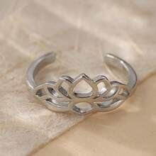 Vintage Lotus-förmiger Zehenring, verstellbares Design, minimalistisch und elegant, geeignet für Sommerurlaub und täglichen Gebrauch, ideales Modeaccessoire - Silber - Übersicht 1