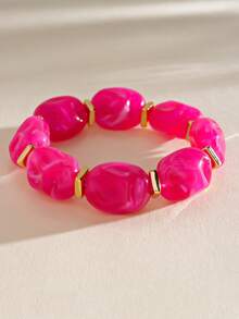 Bộ vòng tay hạt cườm cầu vồng phong cách Boho không đều - Vòng tay nhựa acrylic có thể xếp chồng lên nhau, thích hợp cho kỳ nghỉ và tiệc tùng. - vòng đeo tay - Xem 10