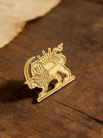 1pc Cazador Stainless Steel Persian Lion And Sun Pins Brooch For Women Flag Suit Collar Badges Jewelry 2026 Gift