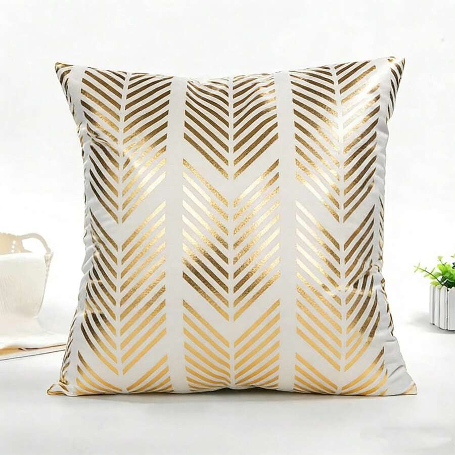 1 chiếc vỏ gối trang trí bằng vải nhung in họa tiết ánh kim, thích hợp cho phòng khách, ghế sofa, phòng ngủ.