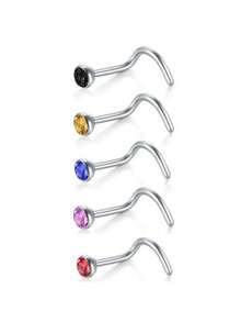 Bộ 5/10/30 khuyên mũi bằng thép titan 20G - Kiểu dáng hỗn hợp, đính đá thạch anh và đá quý nhiều màu sắc, thích hợp cho Tháng Tự hào, Lễ hội mùa hè và phong cách đường phố Y2K. - Nhiều màu - Xem 2