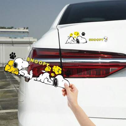 SNOOPY 1 set/2 piezas Adecuado para calcomanías de vehículos eléctricos, pedales, scooters eléctricos, calcomanías decorativas, cubiertas de arañazos de dibujos animados y calcomanías de automóviles, regalo de Año Nuevo, regalo de San Valentín, regalo de Pascua [Estilo aleatorio]