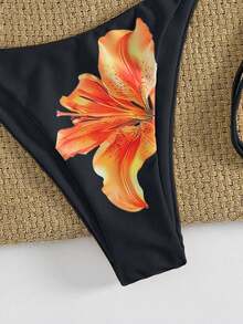 4pcs/Set Sexy Printed Triangle Neck Top And Panty Suit, Fashionable European And American Style For Women, Summer Vacation Beach - 彩色 - 查看 6