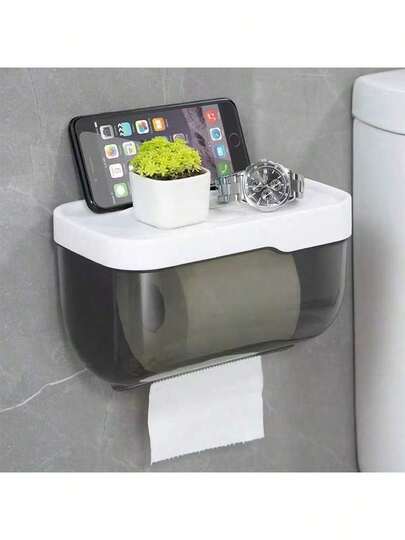 Soporte para papel higiénico impermeable sin taladro, estante de almacenamiento de pañuelos montado en la pared