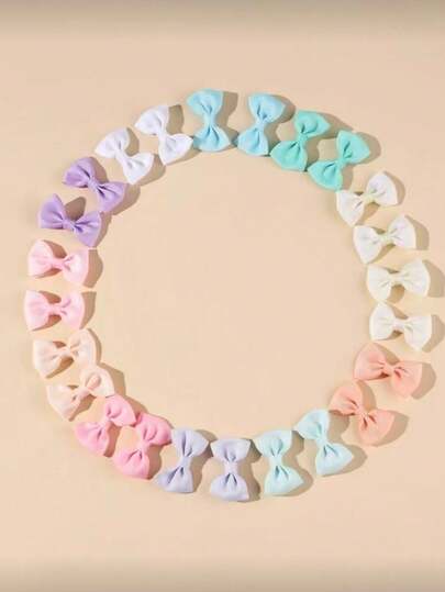 24个女孩蝴蝶结装饰鳄鱼发夹爱心情人节（颜色随机）