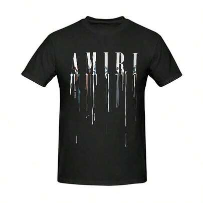 1-Piece Men's Printed T-Shirt | Casual Sport Style, Short Sleeves, Crew Neck, Patterned Print On The Front, Leisure Style, Perfect For Spring And Summer