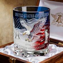 Commemorative Whiskey Glass Cup For The 250th Anniversary Of American Independence, Patriotic Printed 2D Design Tumbler Gift For July 4th - [Multi Color] - View 2