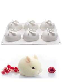1pc 6-Cavity Large 3D Easter Bunny Silicone Mold, 6-Cavity Rabbit Shaped DIY Baking Mold Suitable For Mousse, Cake, Soap, Jelly, Candle, High Quality Silicone Mold And Healthy For Baking, Soap Making And DIY Projects - View 2