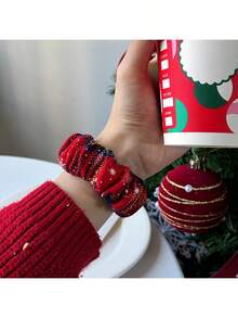 41毫米/40毫米/38毫米发圈式表带，女士休闲时尚表带，兼容多种表带，简约奢华，圣诞礼物送给女儿，返校季智能手表替换表带，节日必备 - 彩色 - 查看 11