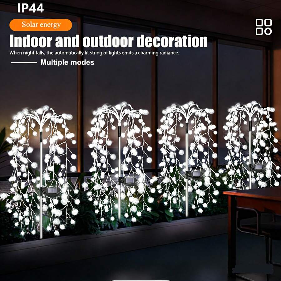 29.3 Inch Waterproof Solar Powered Outdoor LED String Lights, 200 LED Bulbs, 8 Lighting Modes, Suitable For Garden Path, Lawn, Patio, Walkway, Holiday Christmas Decor - Ground-mounted Firecracker Lamp - View 1