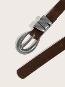 1pc Boho Belt, Coffee Velvet With Silver Bronze Buckle Waist Belt, Suitable For Jeans, Dresses, Parties, Music Festivals, Cowgirl Style And Daily Wear - Brown Velvet Brass Buckle Silver Buckle - View 3