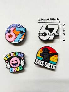 10pcs/5pcs "67" Themed PVC Shoe Charms - No.67 Decorations, Soft Rubber DIY Accessories Suitable For Sandals, Slippers, Bags, Books, Keys - Back To School Season, Class 67 Activities - Multicolor - View 5