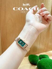 Coach Cadie Series Women's Quartz Watch, Rose Gold Tone Case Rose Gold Milanese Strap Green Dial - 玫瑰金 - 查看 10
