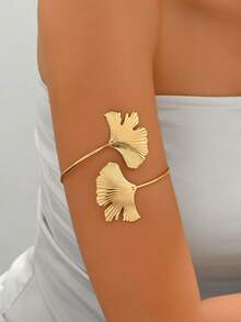 1 chiếc vòng tay thời trang tối giản hình lá bạch quả dành cho nữ, trang sức hình lá cây phù hợp để đeo hàng ngày, dự tiệc, du lịch. - Vàng - Xem 1