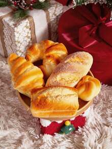 POKOJA LAND 1 件慢回弹舒缓减压玩具仿真面包创意玩具甜甜圈吐司片 - 米色 - 查看 6