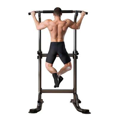 Bigzzia Height-Adjustable Power Tower Dip Station With Pull-Up Bar, Freestanding Multifunction Strength Training Station For Home Gym