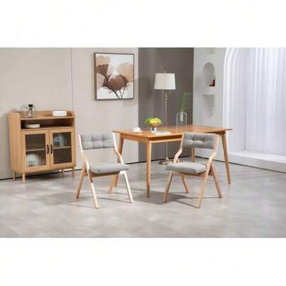 HOMEFUN Folding Chairs With Cushion, Wooden Padded Folding Chairs 2 Pack, Portable And Assembled Folding Dining Chair For Guests Kitchen Office Wedding And Party, Gray