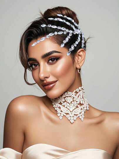 1 pieza Pinza de pelo de cristal decorada de lujo y minimalista, adecuada para bodas, fiestas, fotografía y uso diario
