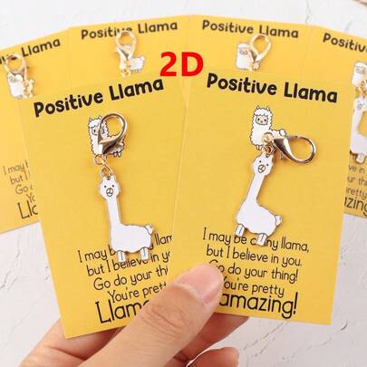 Llavero de alpaca blanca con mensaje positivo Y2K, tarjeta de apoyo emocional positivo, un regalo positivo perfecto para amantes de los animales y mejores amigos, anillo de llave de animal lindo ideal para cumpleaños, bodas, graduación, semana de aprecio a los maestros, Día de la Madre, Día del Padre