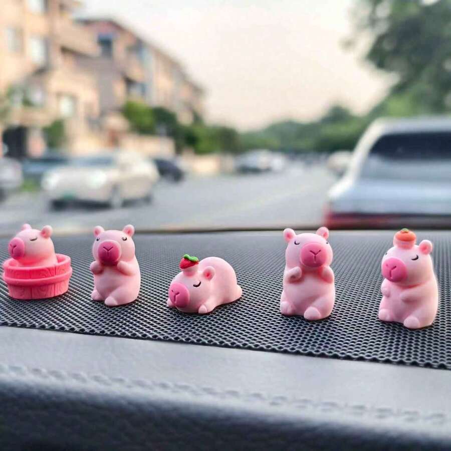 10/20/30 Stück Mini Harz Capybara Figuren, zufällige Farben, Capybara Dekoration, Pinguin, Capybara Party, kleine Tiere, Harz Capybara, Schnabeltier, Capybara, kleine Skulpturen - Pink - Übersicht 1