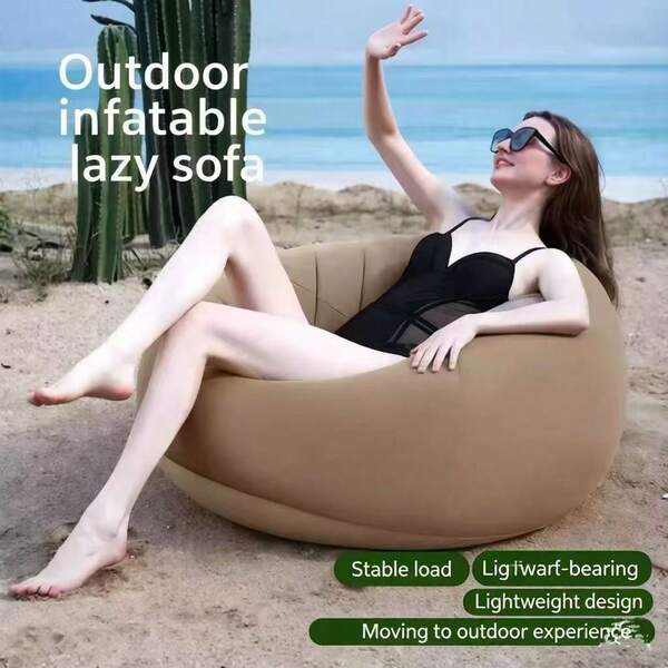 户外慵懒沙发椅，休闲沙发豆袋套，易于携带和放置，超级方便，带便携提手，可放置在沙滩/露台上，让您躺下享受阳光。