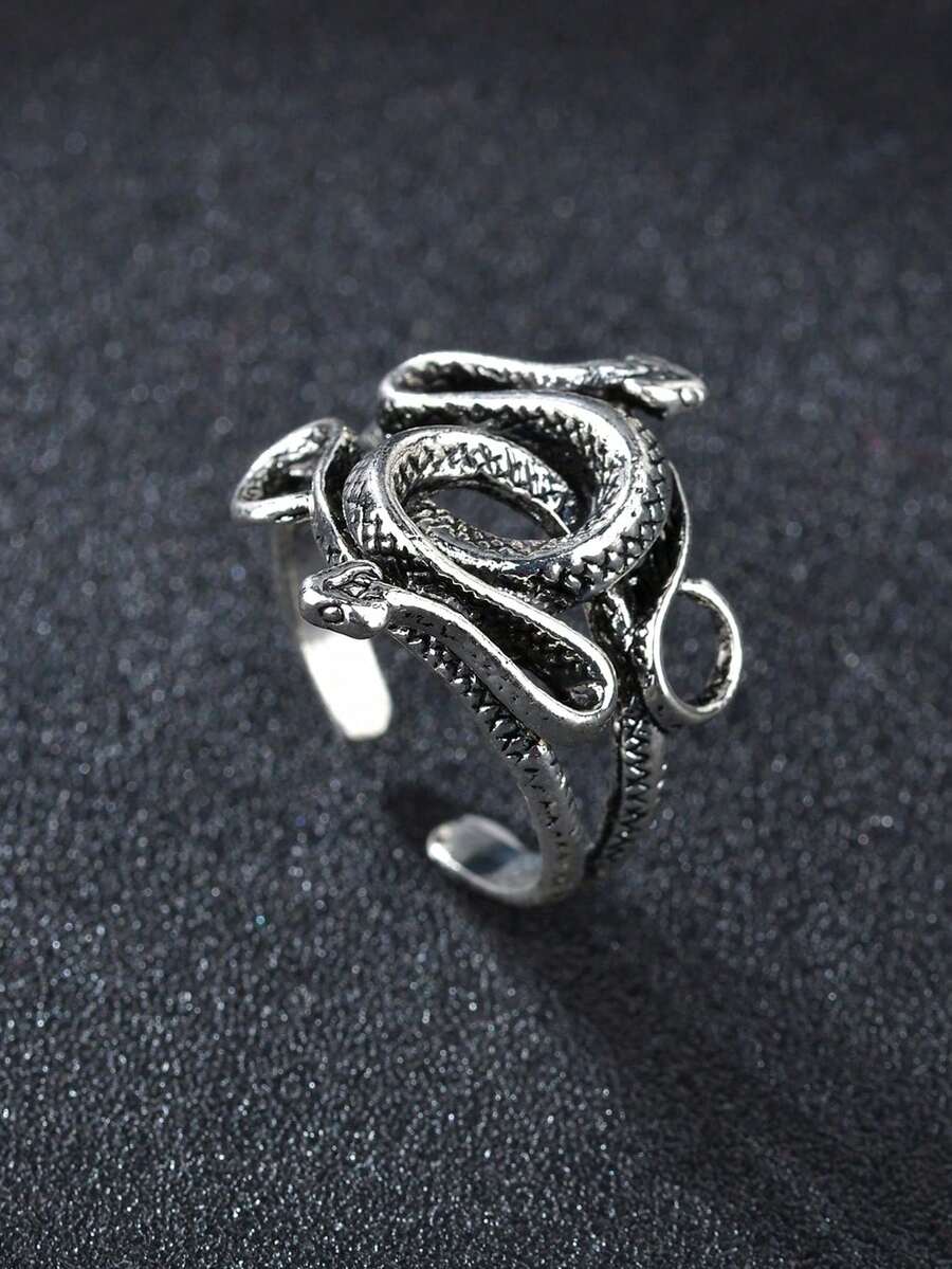 1 chiếc nhẫn hình rắn hai đầu kiểu cổ điển, unisex. - rắn - Xem 1