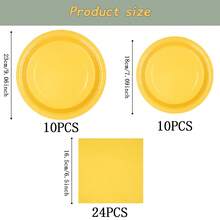 Bộ đồ dùng ăn uống dùng một lần màu vàng, đĩa tiệc 7/9 inch, đĩa giấy, cốc, khăn ăn dùng một lần, thích hợp cho các lễ hội, đám cưới, lễ đính hôn, sinh nhật, tiệc tùng, lễ kỷ niệm. - Nhiều màu - Xem 13