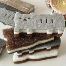4pcs Anti-Scratch Cat Pattern Sponge Scrubber, 4 Cute Cat Designs, Versatile Kitchen Cleaning Sponge, Dish Washing Cloth, Pot Scrubber, Wipe Cloth, Compressed Dishwashing Block, Heavy Duty Cleaning Pad With Scratch-Resistant Foam, Suitable For Pots, Utensils And Surfaces, Ideal For Home Kitchen Cleaning, Halloween Gift, Random Color/Pattern - Cat - View 9