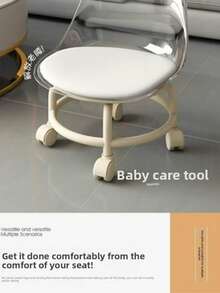 Universal Wheel Small Stool Acrylic Pulley Small Chair Movable Backrest Stool Household With Wheels Low Stool - Multicolor - View 5
