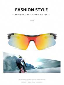 1 Pair Fashionable Multi-Color Large Frame Outdoor Sports Goggles, Adult Windproof Sandproof Mountaineering Cycling Goggles, Mountain Bike Riding Goggles, Driving Goggles, Outdoor Cycling Accessories, Fishing Goggles - Multicolor - View 6