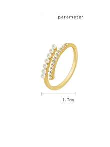 1 chiếc nhẫn ngọc trai độc đáo, thời trang, thiết kế tối giản sang trọng, kiểu dáng thanh lịch. - Vàng - Xem 9