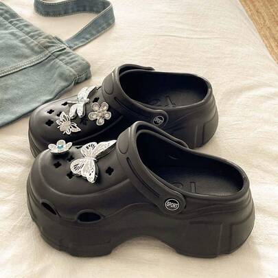 Summer New EVA Hole Shoes, Indoor Home Increase Height Thick Sole Wearable Beach Garden Slip-On Comfortable Sandals