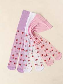 3 đôi tất trẻ em, tất mỏng nhẹ thoáng khí, quần tất cho bé gái, họa tiết dâu tây ngọt ngào, thích hợp cho trẻ sơ sinh/trẻ em/thanh thiếu niên mặc hàng ngày. - Nhiều màu - Xem 7